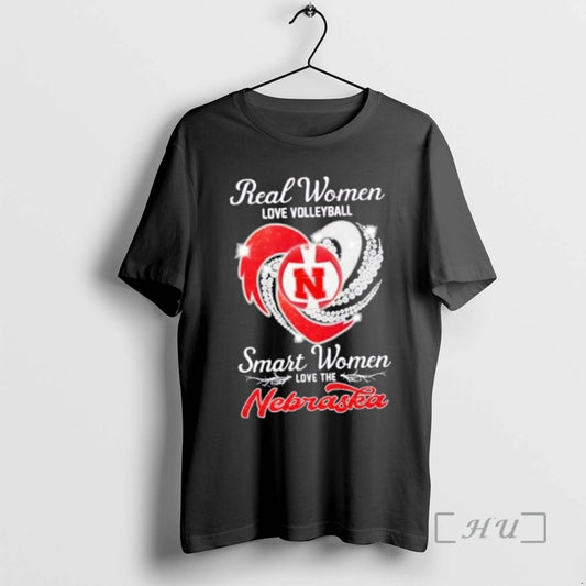 Officials Real Women Love Volleyball Smart Women Love The Nebraska Diamond Heart Premium T Shirts Hoodie, Sweatshirt