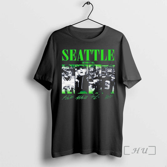 Officials Sam Darnold Jsn Mike Macdonald Kenneth Seattle Go Win It All Game Day Signatures T-Shirts, Hoodie, Sweatshirt