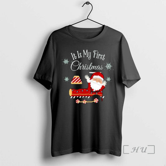 Officials Santa Train It Is My First Christmas Circle Black T-Shirts, Hoodie, Sweatshirt | AU18TeeNovaLab.com