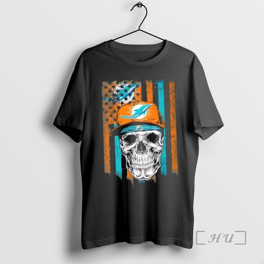 Officials Skull Wearing A Cap Miami Dolphins Us Flag T-Shirts, Hoodie, Sweatshirt | AU18TeeNovaLab.com