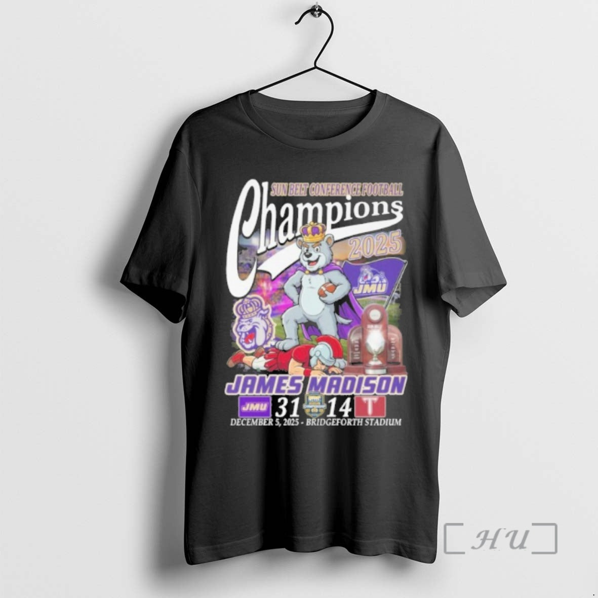 Officials Sun Belt Conference Football Champions 2025 Mascot James Madison T-Shirts, Hoodie, Sweatshirt | AU18TeeNovaLab.com