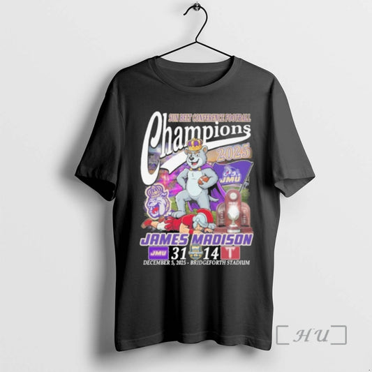 Officials Sun Belt Conference Football Champions 2025 Mascot James Madison T-Shirts, Hoodie, Sweatshirt | AU18TeeNovaLab.com