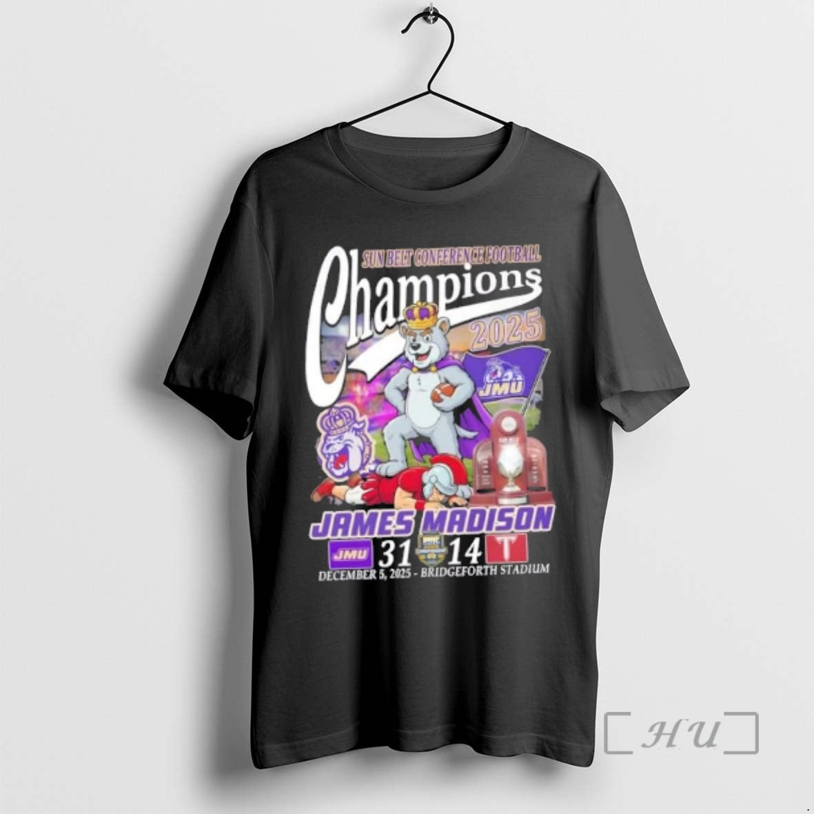 Officials Sun Belt Conference Football Champions James Madision December 5 2025 Bridgeforth Stadium Premium T-Shirts,...