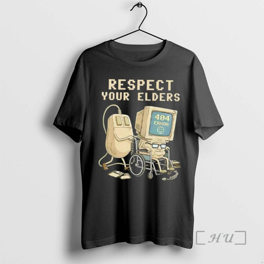 Officials Tech 404 Error Hilarious Respect Your Elders Retro T-Shirts, Hoodie, Sweatshirt | AU18TeeNovaLab.com