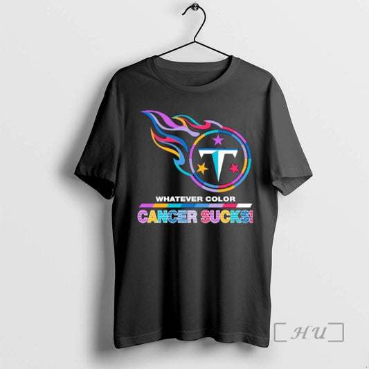 Officials Tennessee Titans Football Whatever Color Cancer Sucks Logo Colors T-Shirts, Hoodie, Sweatshirt | AU18TeeNovaLab.com