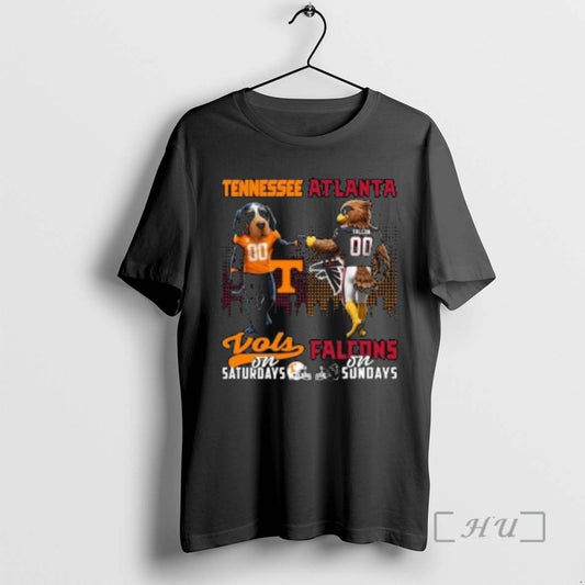 Officials Tennessee Volunteers On Saturdays X Atlanta Falcons On Sundays Mascot 2025 Circle Black Premium T-Shirts,...