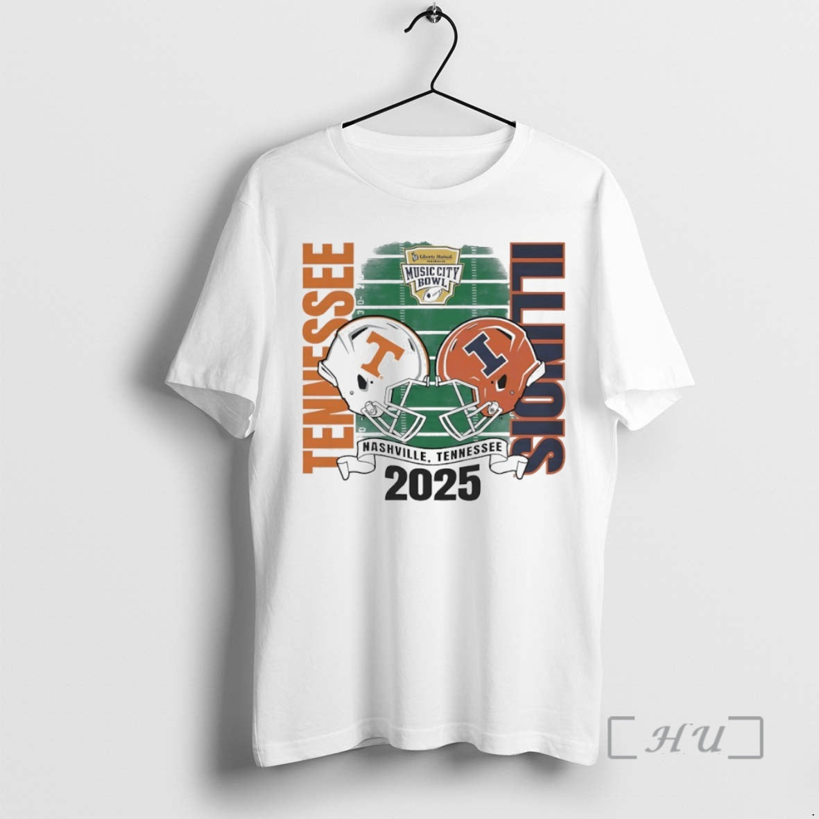 Officials Tennessee Volunteers Vs Illinois Fighting Illini 2025 Music City Bowl Helmet Circle Premium T-Shirts, Hoodie,...