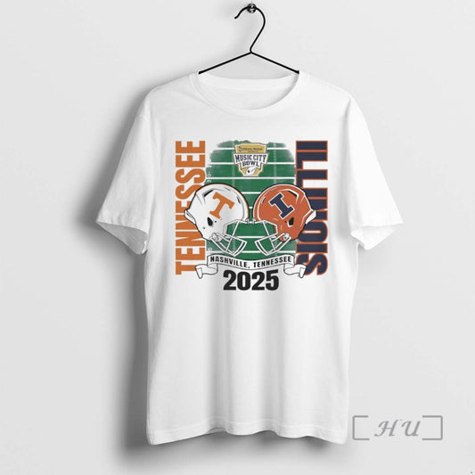 Officials Tennessee Volunteers Vs Illinois Fighting Illini 2025 Music City Bowl Helmet Circle Premium T-Shirts, Hoodie,...