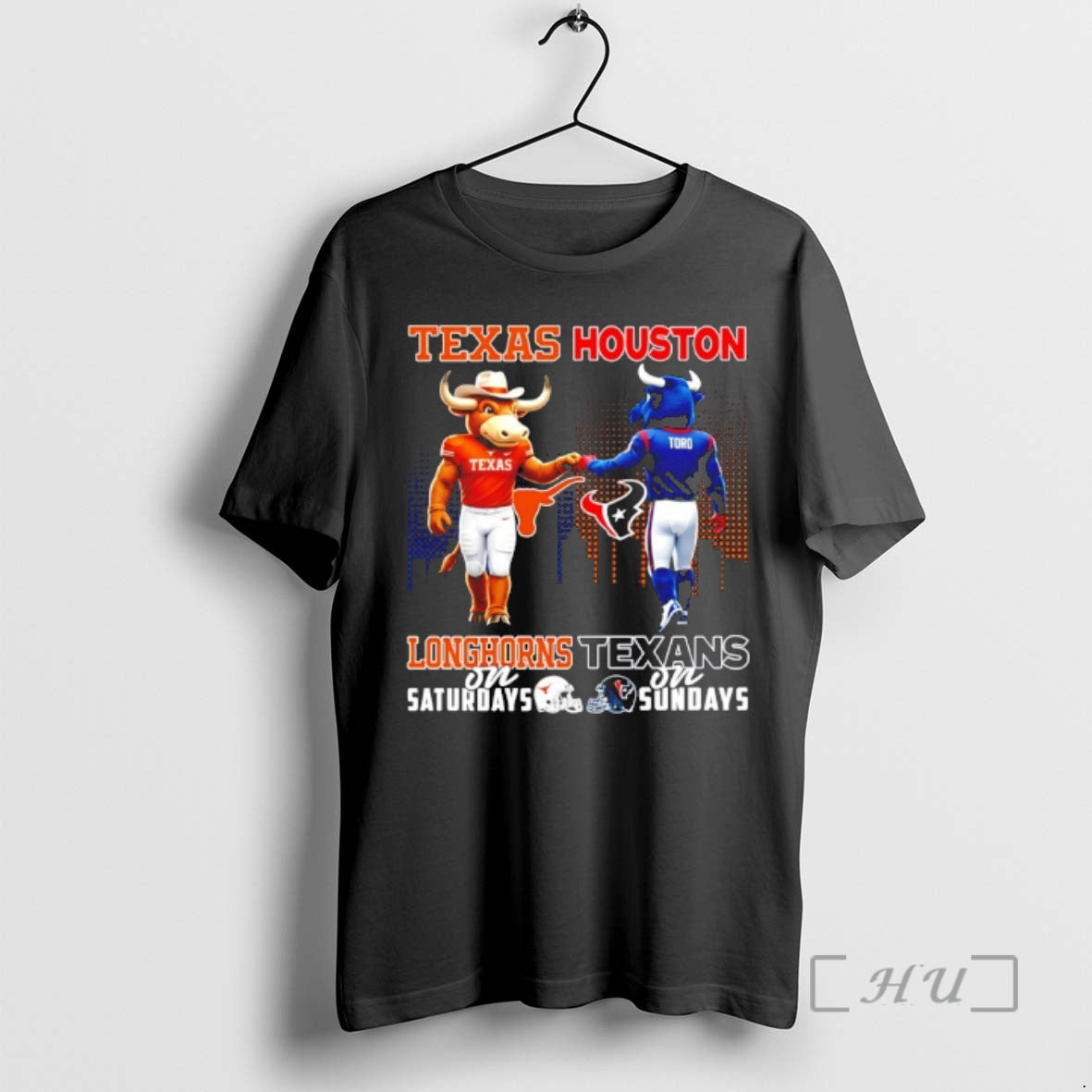 Officials Texas Longhorns On Saturdays Vs Houston Texans On Sundays Mascot Skyline Premium T Shirts Hoodie, Sweatshirt