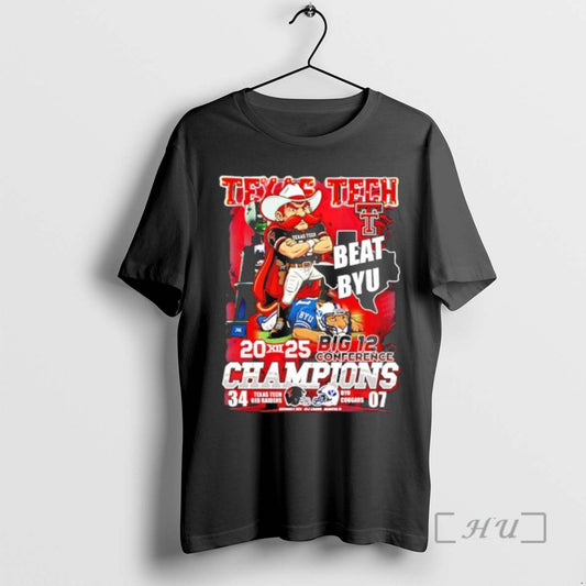 Officials Texas Tech Red Raiders Big 12 Conference Champions 2025 Beat Byu Mascot Premium T-Shirts, Hoodie, Sweatshirt