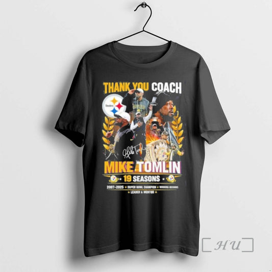 Officials Thank You Coach Mike Tomlin 19 Seasons Signature T-Shirts, Hoodie, Sweatshirt | AU18TeeNovaLab.com