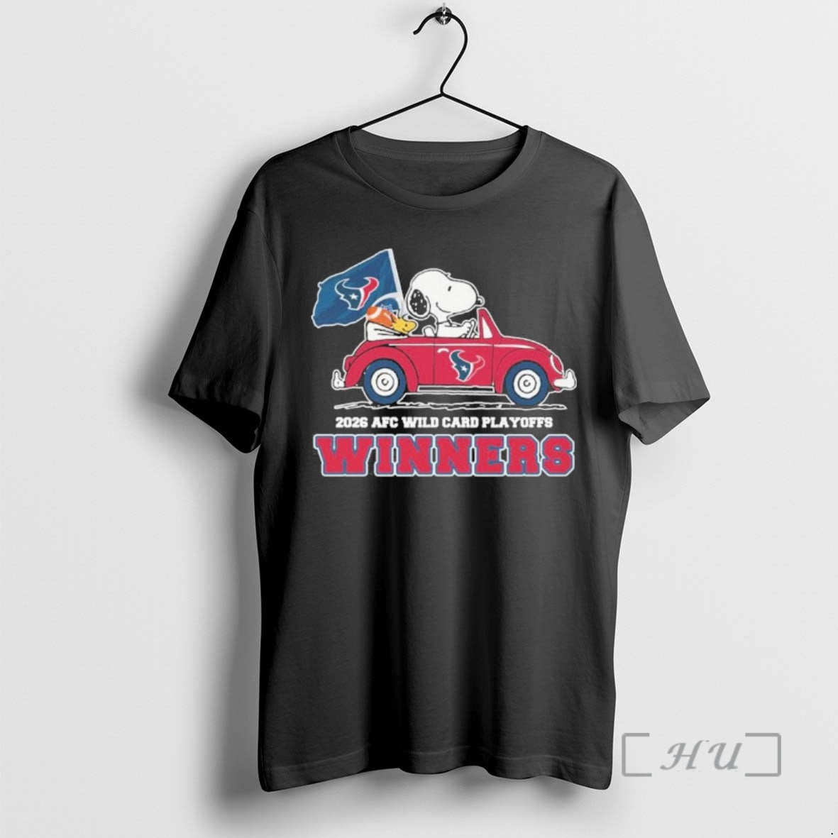 Officials The Peanuts Driving Car X Houston Texans 2026 Afc Wild Card Winners Premium T-Shirts, Hoodie, Sweatshirt