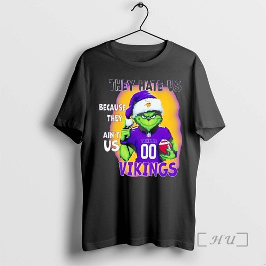 Officials They Hate Us Because They Aint Us Minnesota Vikings Grinch Santa Premium T Shirts