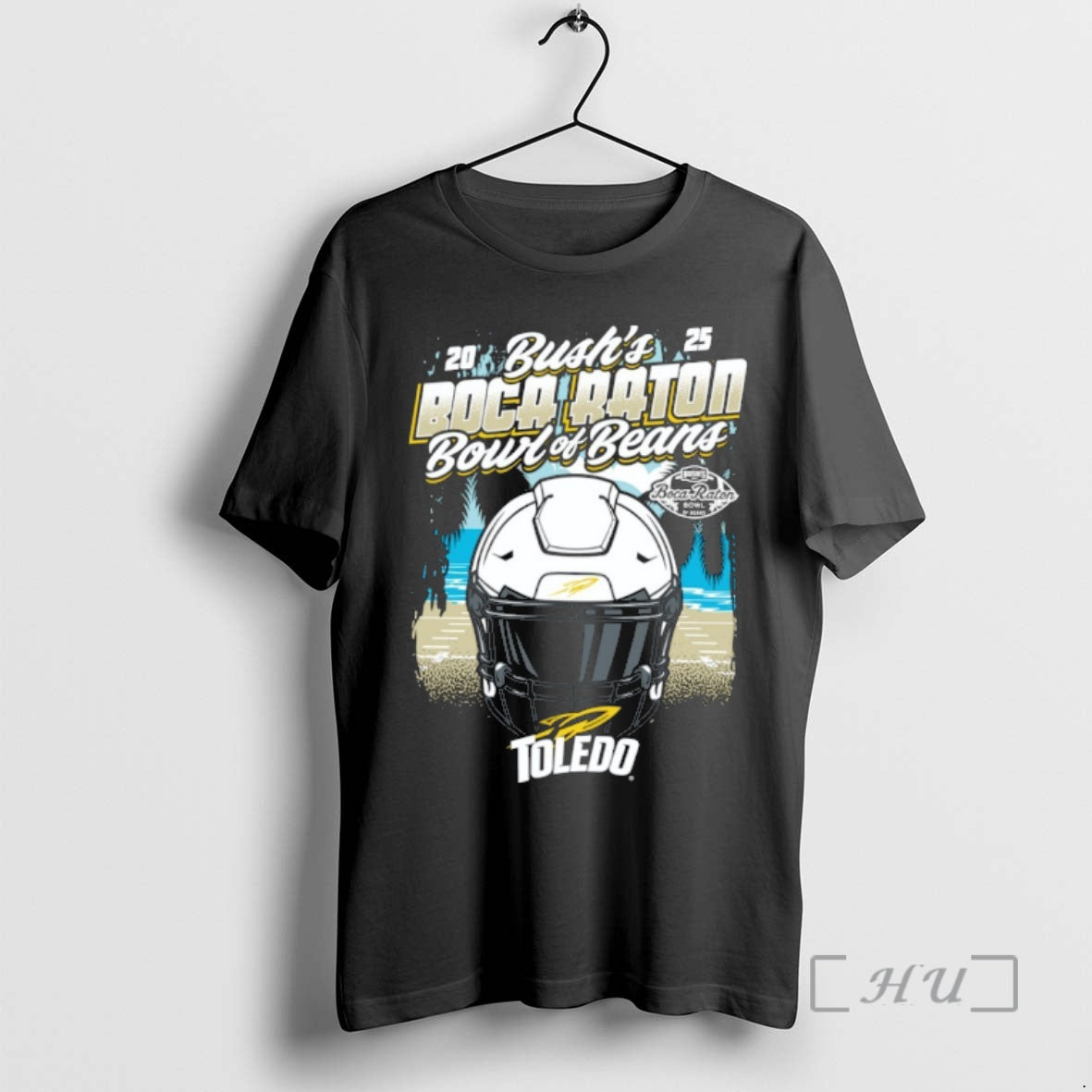 Officials Toledo Rockets 2025 Bushs Boca Raton Bowl Of Beans Helmet Premium T Shirts Sweater Hoodie, Sweatshirt