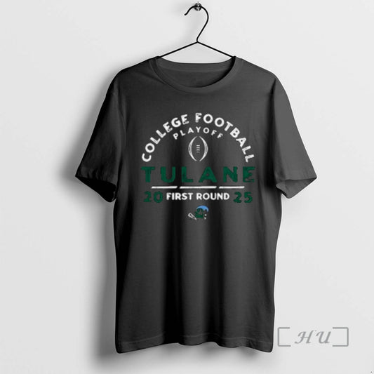 Officials Tulane Green Wave College Football Playoff 2025 First Round Circle Black Premium T Shirts Hoodie, Sweatshirt