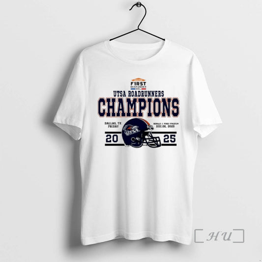 Officials Utsa Roadrunners Football 2025 First Responder Bowl Champions Helmet T-Shirts, Hoodie, Sweatshirt