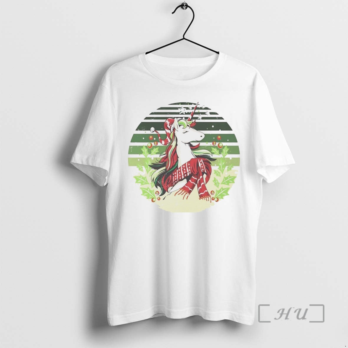 Officials Unicorn Elegant Green Scarf Christmas White