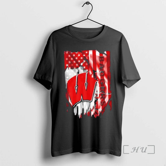 Officials Wisconsin Badgers Football X American Flag T-Shirts, Hoodie, Sweatshirt | AU18TeeNovaLab.com