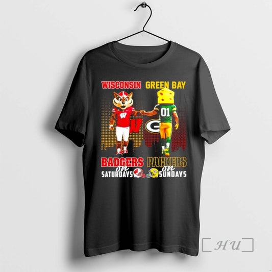 Officials Wisconsin Badgers On Saturdays Vs Green Bay Packers On Sundays Mascot Skyline Premium T-Shirts, Hoodie, Sweatshirt