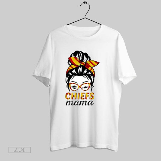 Original Chiefs Mama Winking Eye Messy Bun Leopard Print Football