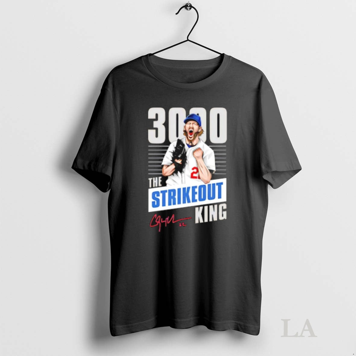 Original Clayton Kershaw Strikeout King 3000 Los Angeles Dodgers Signature