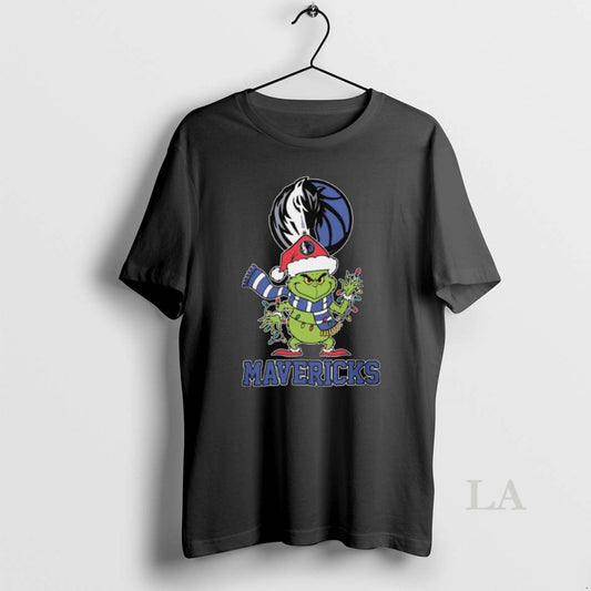 Original Dallas Mavericks X Grinch Santa Lights Christmas 2025 Long Sleve