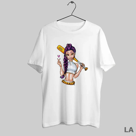 Original Demon Hunter Purple Haired Girl Baseball Bat
