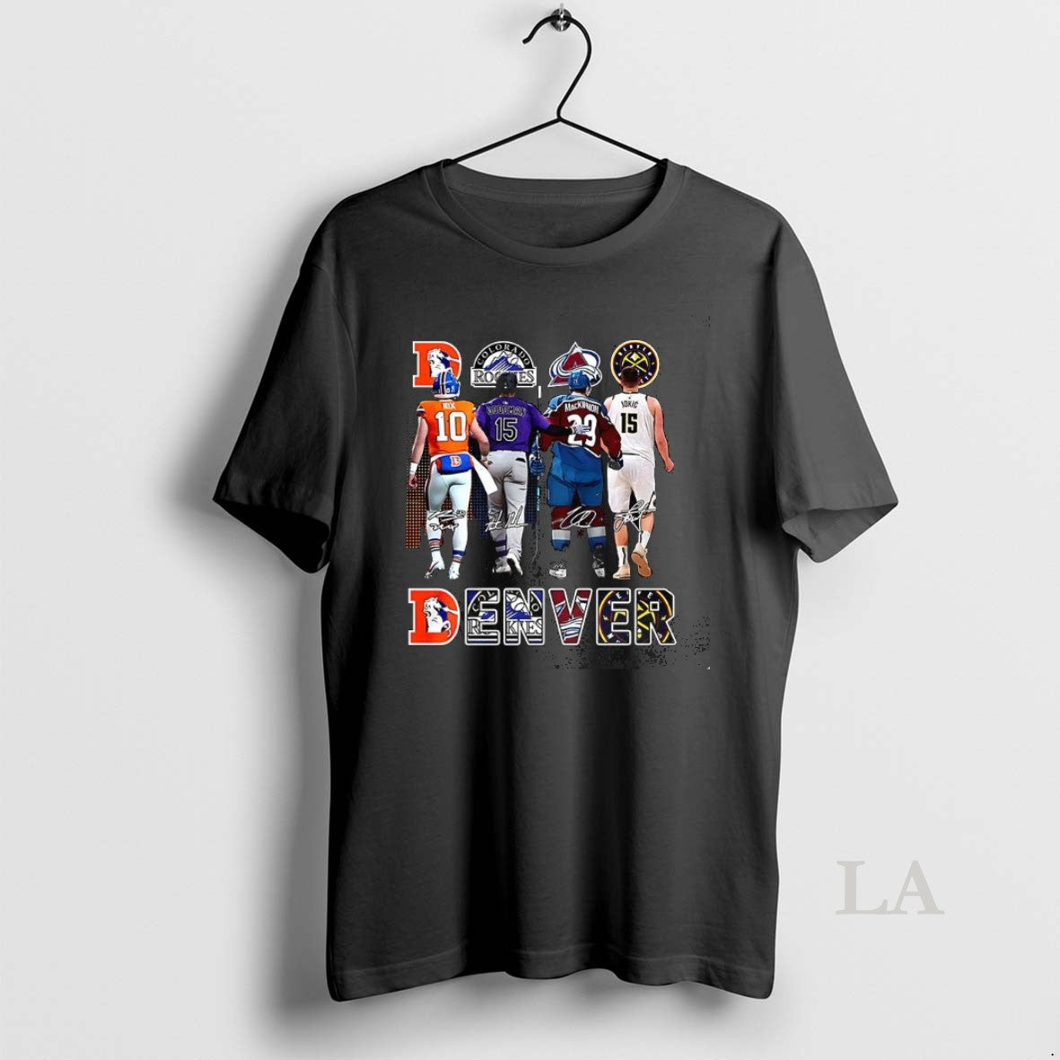 Original Denver Sport Teams Broncos Rockies Avalanche Nuggets Logo And Player Signature T-Shirts, Hoodie, Sweatshirt