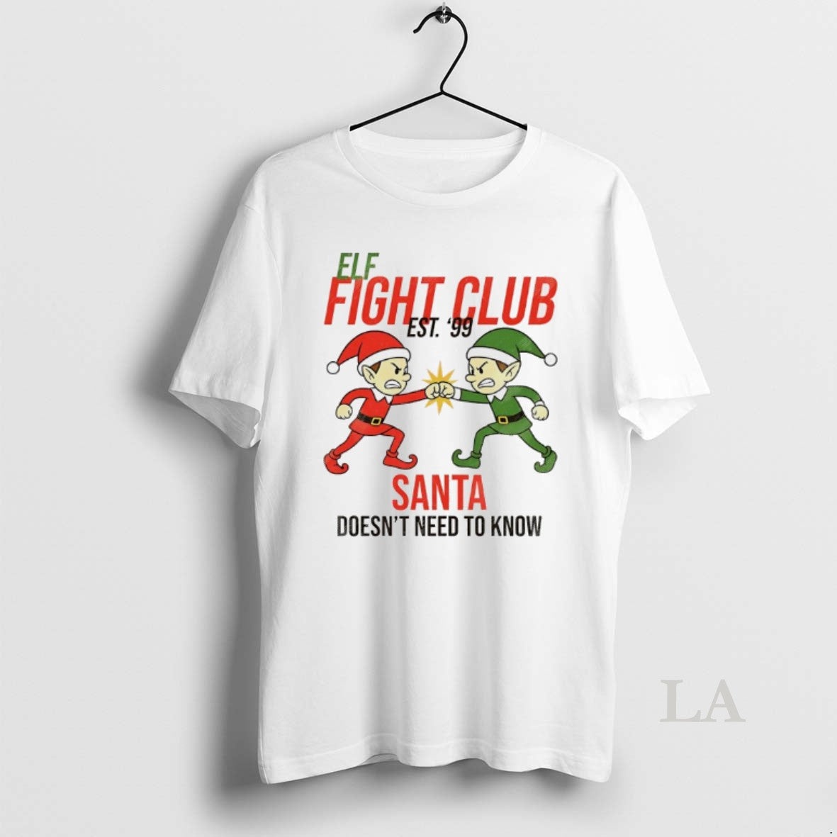 Original Elf Fight Club Santa Doesnt Need To Know T-Shirts, Hoodie, Sweatshirt | AU18TeeNovaLab.com
