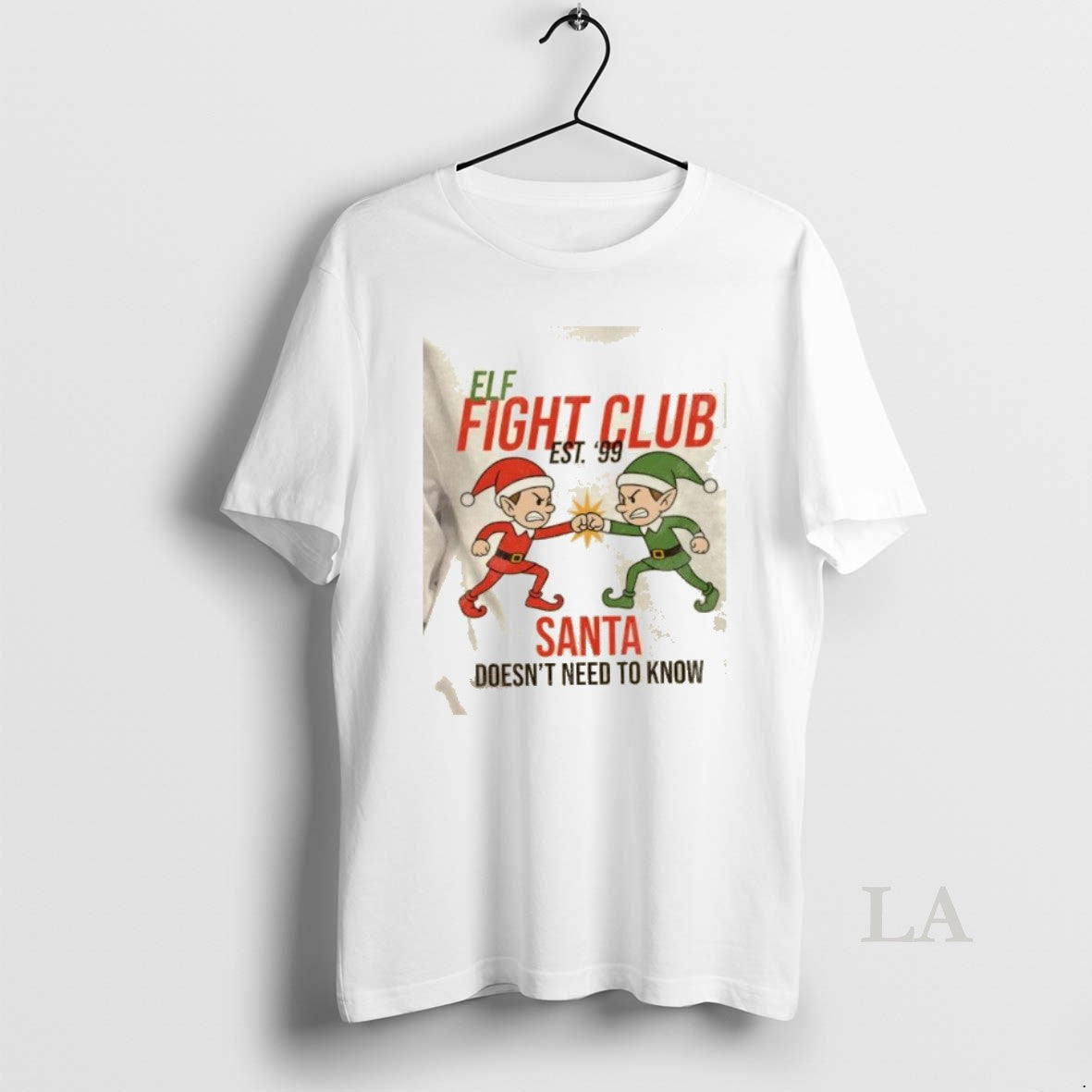 Original Elf Fight Club Santa Doesnt Need To Know Christmas T-Shirts, Hoodie, Sweatshirt | AU18TeeNovaLab.com