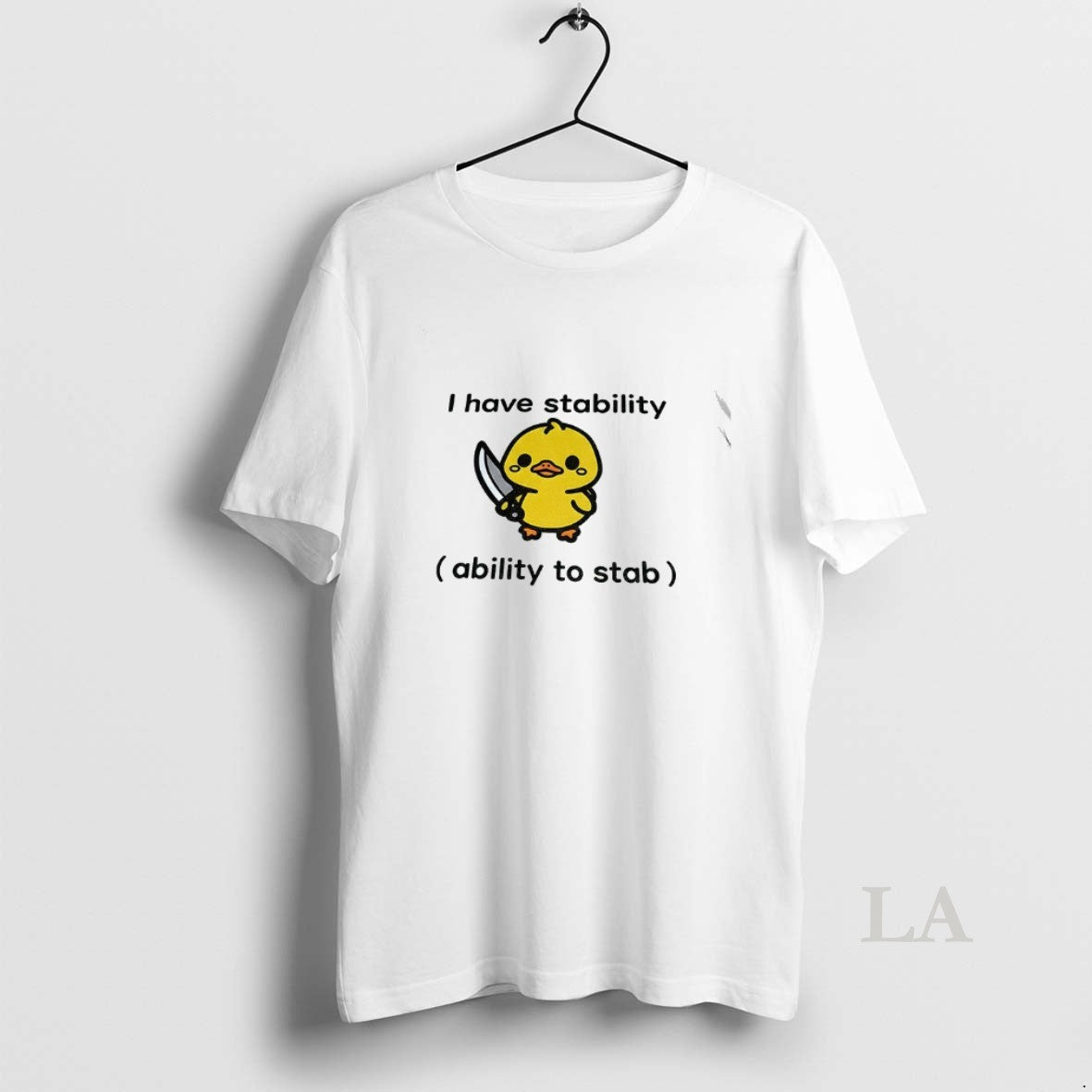 Original Funny Duck Hold Knife I Have Stability Ability To Stab T-Shirts, Hoodie, Sweatshirt | AU18TeeNovaLab.com