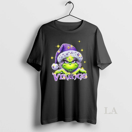 Original Glitter Diamond Grinch Girl X Minnesota Vikings Football Graphic