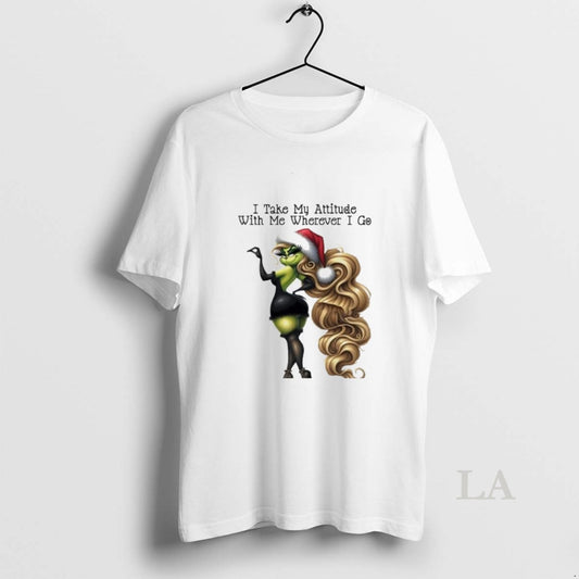 Original Grinch I Take My Attitude With Me Wherever I Go Christmas T-Shirts, Hoodie, Sweatshirt | AU18TeeNovaLab.com