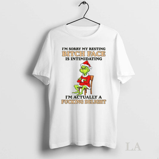 Original Grinch Santa Hat Im Sorry My Resting Bitch Face Is Intimidating Im Actually
