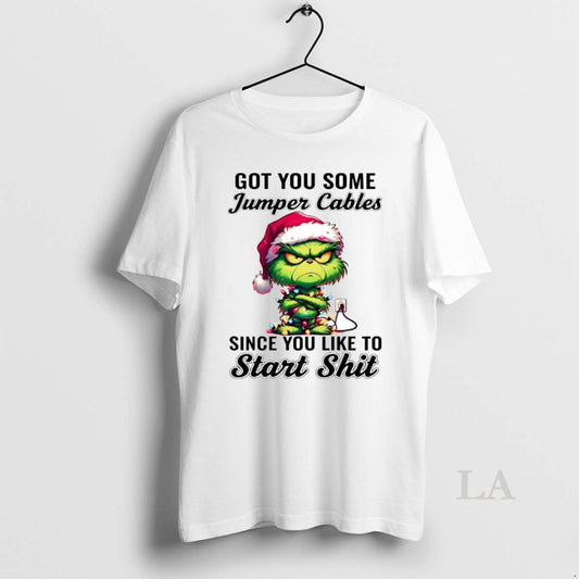 Original Grinch Got You Some Jumper Cables Since You Like To Start Shit T-Shirts, Hoodie, Sweatshirt | AU18TeeNovaLab.com