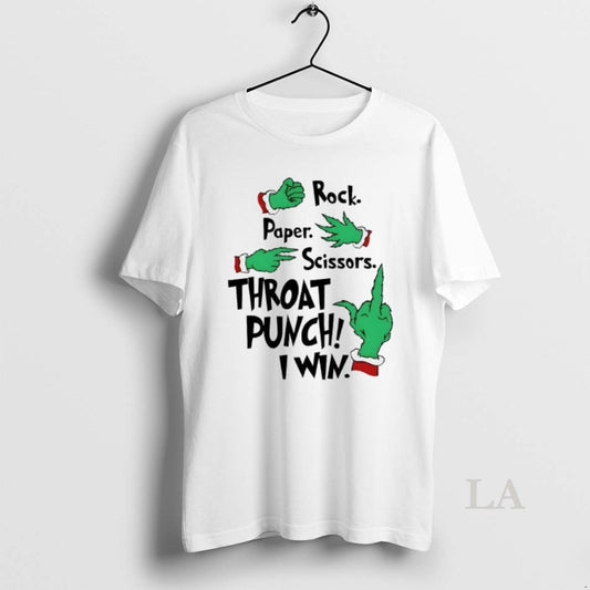 Original Grinch Hand Rock Paper Scissors Throat Punch I Win Christmas T-Shirts, Hoodie, Sweatshirt | AU18TeeNovaLab.com