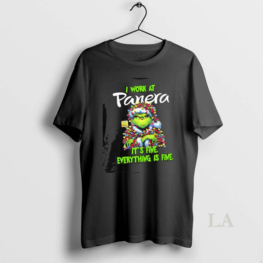 Original Grinch I Work At Panera Bread Logo Its Fine Everything Is Fine