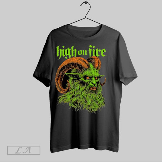 Original High On Fire Demonic Green Ram Monster Head Metal Band