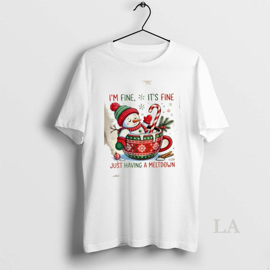 Original Im Fine Its Fine Just Having A Meltdown Snowman Christmas