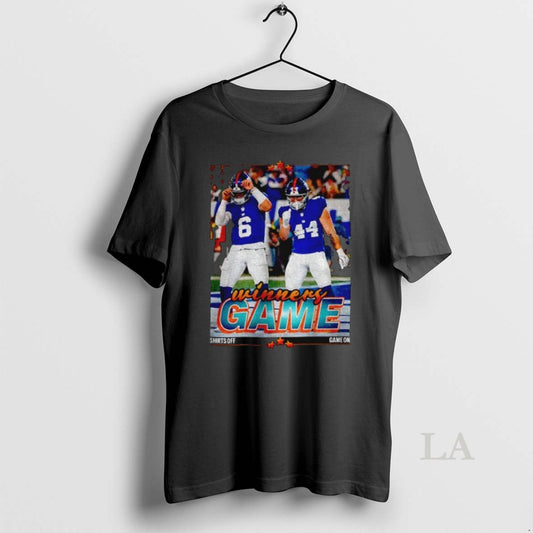 Original Jaxson Dart Cam Skattebo Giants Football Player Winners Game