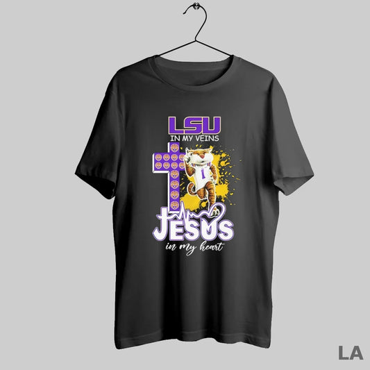 Original Lsu In My Veins Jesus In My Heart Mascot