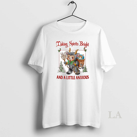 Original Making Spirits Bright And A Little Anxious Circle T-Shirts, Hoodie, Sweatshirt | AU18TeeNovaLab.com