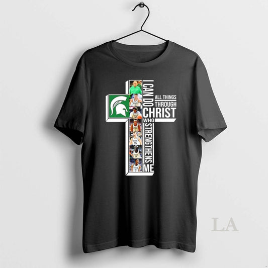 Original Michigan State Spartans Basketball Players Cross I Can Do All Things Through Christ Who T-Shirts, Hoodie, Sweatshirt