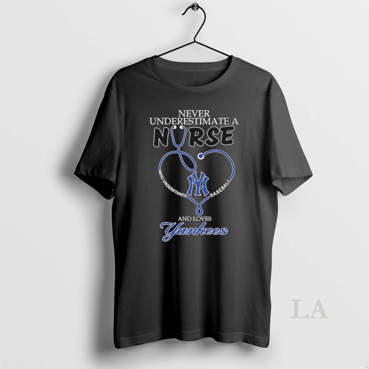 Original Never Underestimate A Nurse Who Understands Baseball And Loves New York Yankees Stethoscope Heart T-Shirts,...