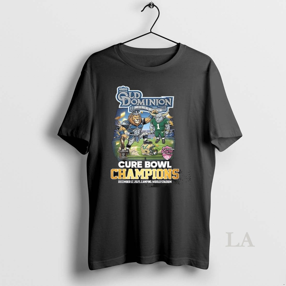 Original Old Dominion Monarchs Beat South Florida Bulls 2025 Cure Bowl Champions Mascot T-Shirts, Hoodie, Sweatshirt