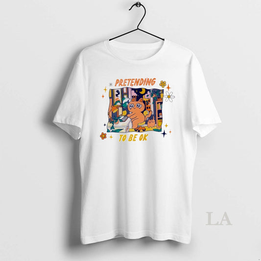 Original Pretending To Be Ok Cat Circle T-Shirts, Hoodie, Sweatshirt | AU18TeeNovaLab.com