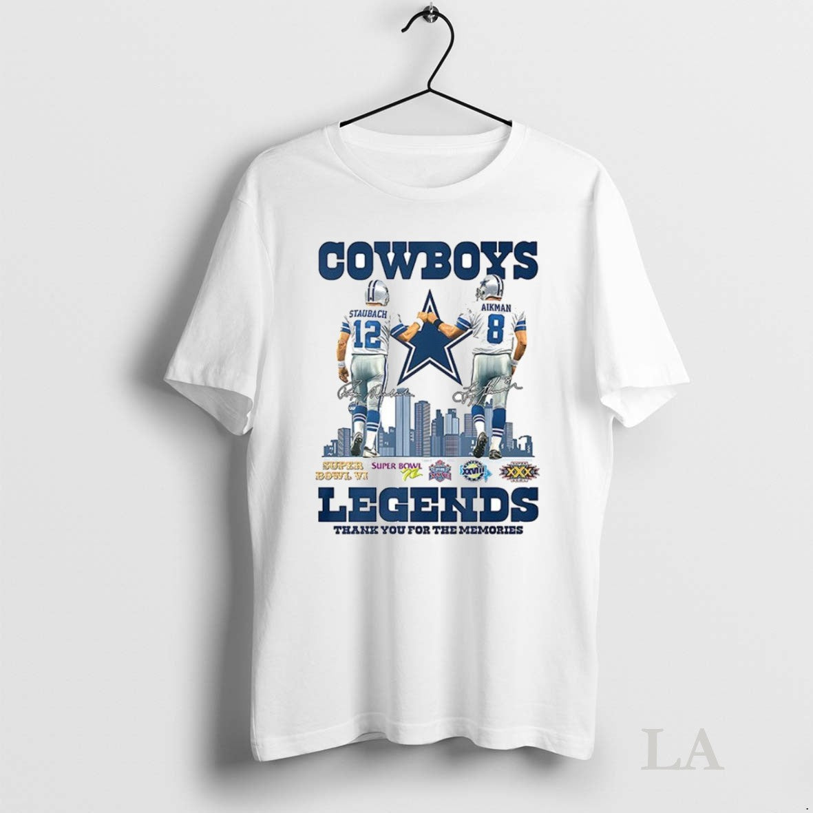 Original Roger Staubach And Troy Aikman Dallas Cowboys Legends Thank You For The Memories Signatures