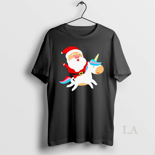 Original Santa Claus On Unicorn Rainbow Sleigh Ride Christmas