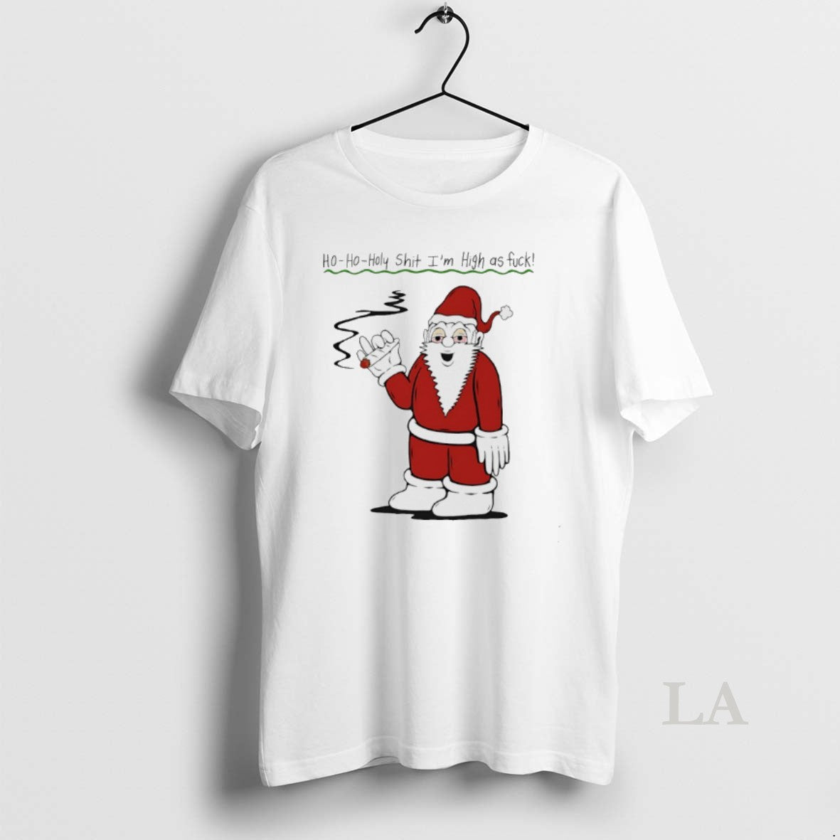 Original Santa Cigar Ho Oho Holy Shit Im High As Fuck T-Shirts, Hoodie, Sweatshirt | AU18TeeNovaLab.com