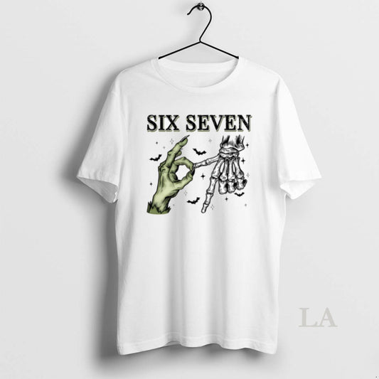 Original Six Seven 6 7 Skeleton Hands Halloween White Men Allbluetees Men